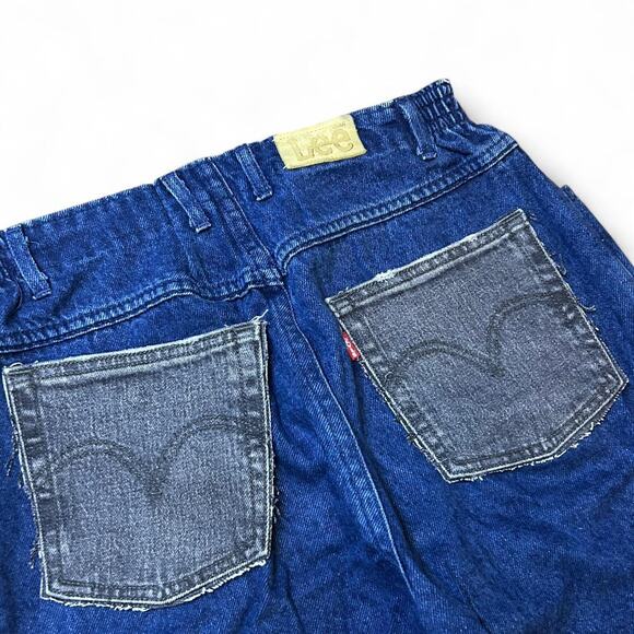 High Waisted Vintage Reworked Blue Lee Denim Jeans Size 14 Petite - Picture 6 of 6